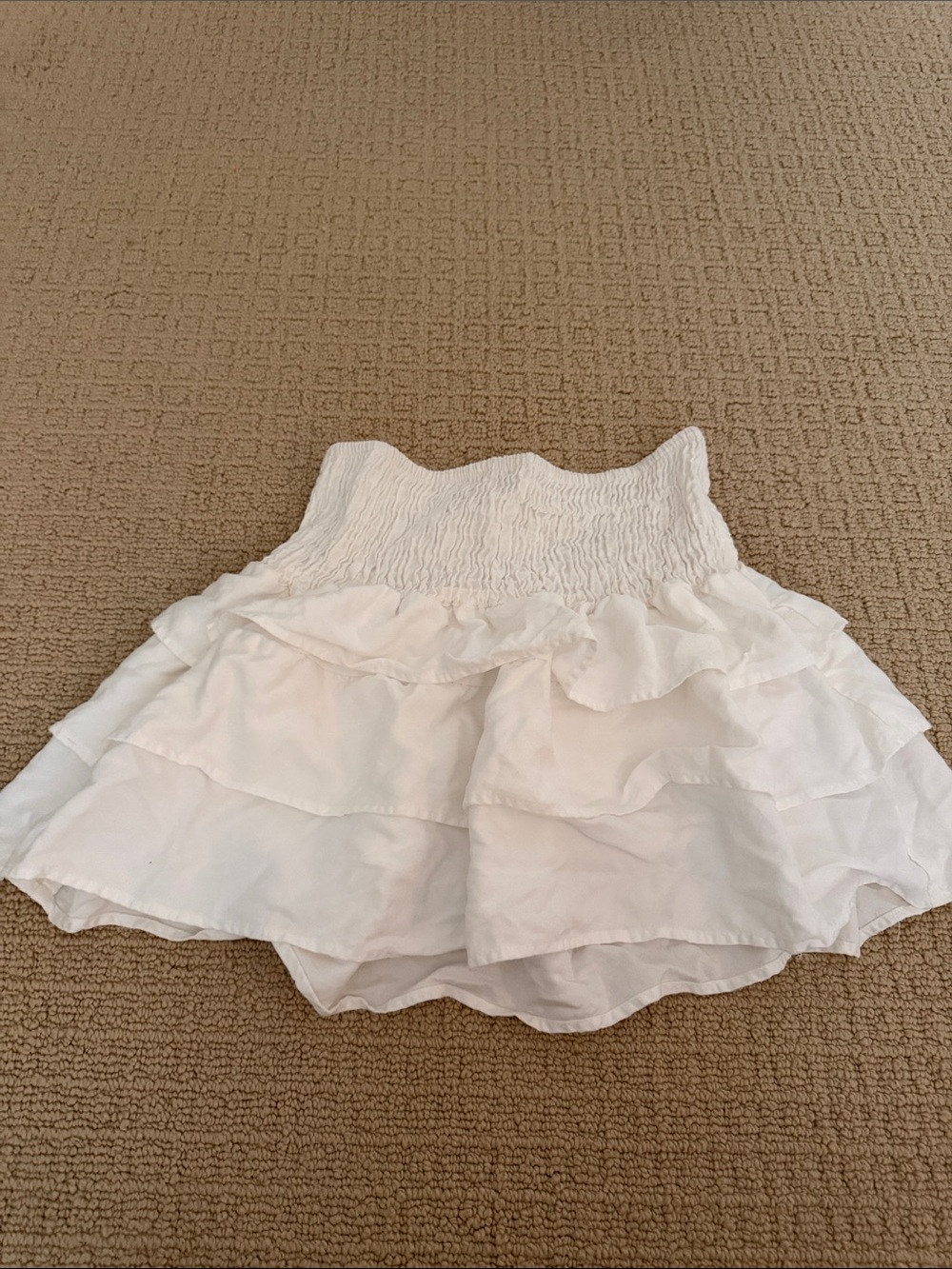 Italian Brandy Melville White Smocked Ruffle Mini Skirt